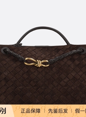 BOTTEGA VENETA 女士andiamo棕色麂皮中号单肩包25秋冬意大利代购