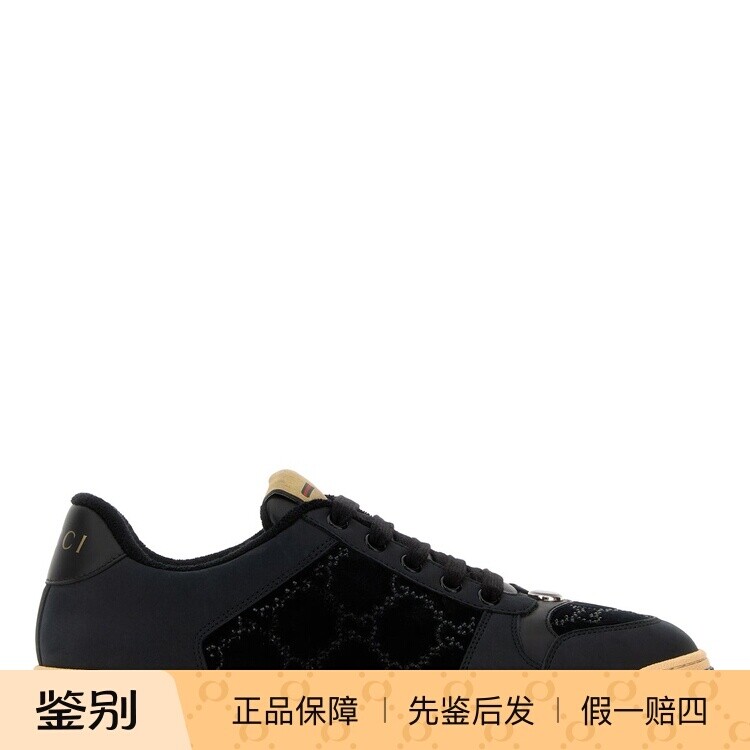 GUCCI 古驰女士黑色 screener 水晶运动鞋 26早春新款 意大利代购