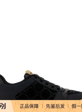 GUCCI 古驰女士黑色 screener 水晶运动鞋 26早春新款 意大利代购