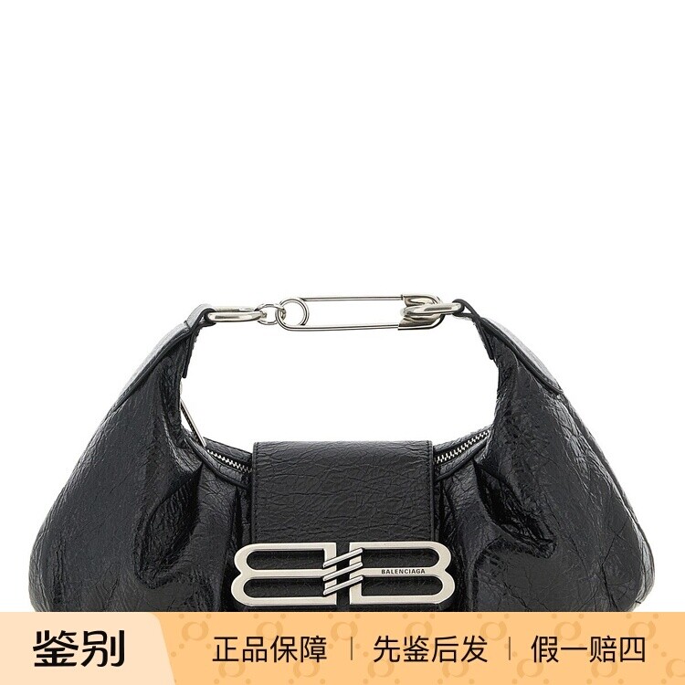 BALENCIAGA 巴黎世家女小号黑真皮pamela单肩包 26早春意大利代购