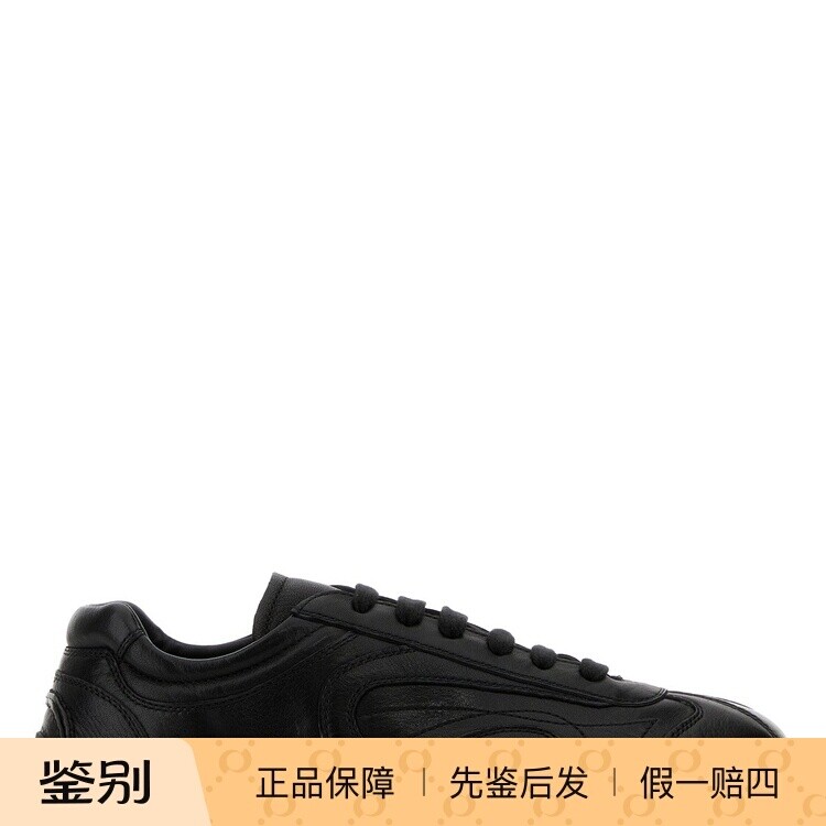 PRADA 普拉达男士低帮Montecarlo黑色真皮运动鞋26早春意大利代购