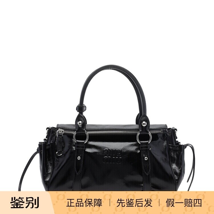 MIU MIU 缪缪 女士 黑色亮面真皮单肩包26秋冬新款意大利代购正品