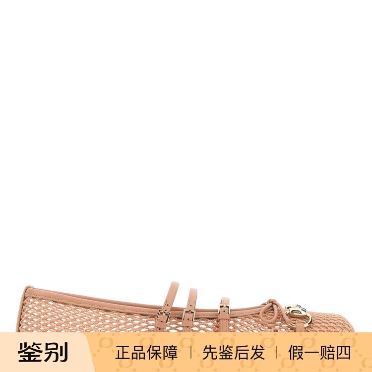GUCCI 古驰女粉色马衔扣horsebit网眼芭蕾平底鞋25秋冬意大利代购