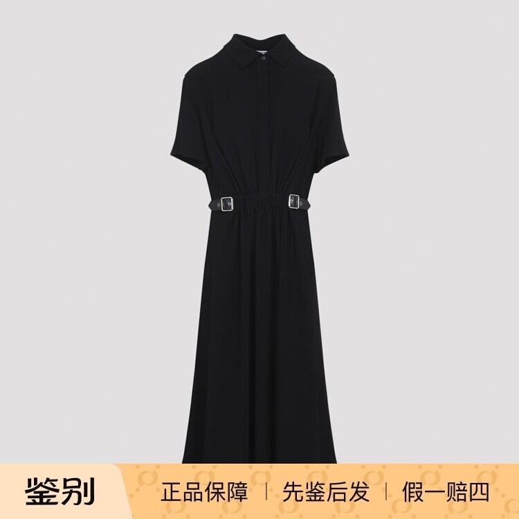 LOEWE 罗意威黑色皮带细节短袖连衣裙 26早春新款意大利代购正品