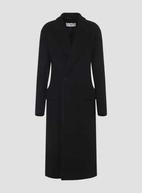 PHOEBE PHILO女士黑色羊绒羊毛单排扣大衣 25早秋新款 意大利代购