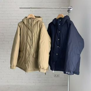 2025韩国东大门秋冬新款羽绒服中长款韩版宽松显瘦面包服外套连帽