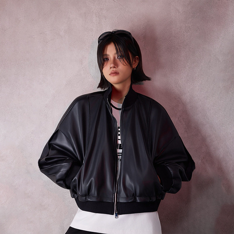 拓谷美式PU皮衣短款外套女2025秋装新款男友风立领机车服夹克外套