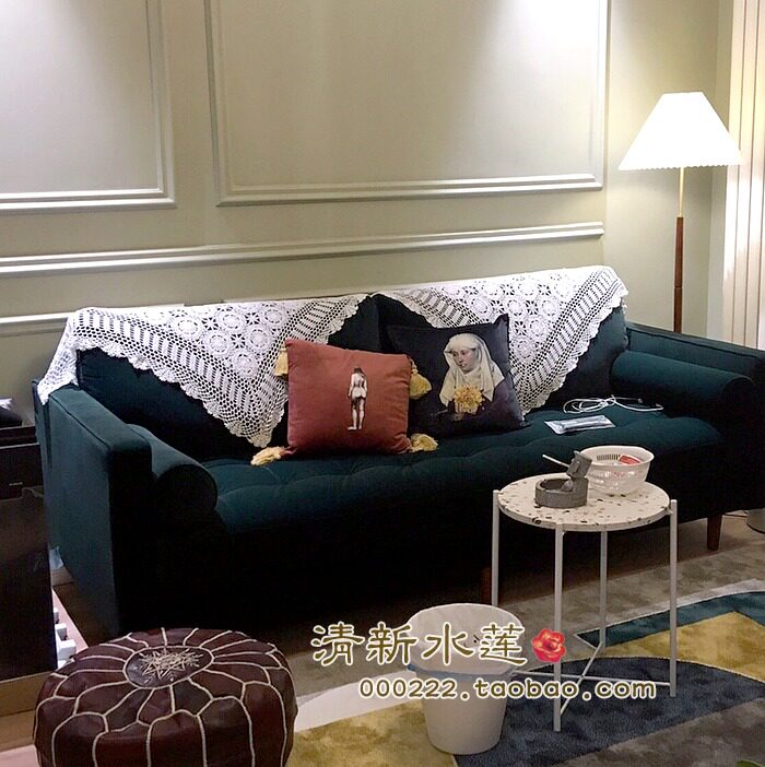 清新水莲手工钩花沙发巾纯棉镂空桌布复古怀旧防尘盖布正方形爆款,居家布艺,沙发套,淘宝优惠券,粉丝福利购,淘宝优惠卷