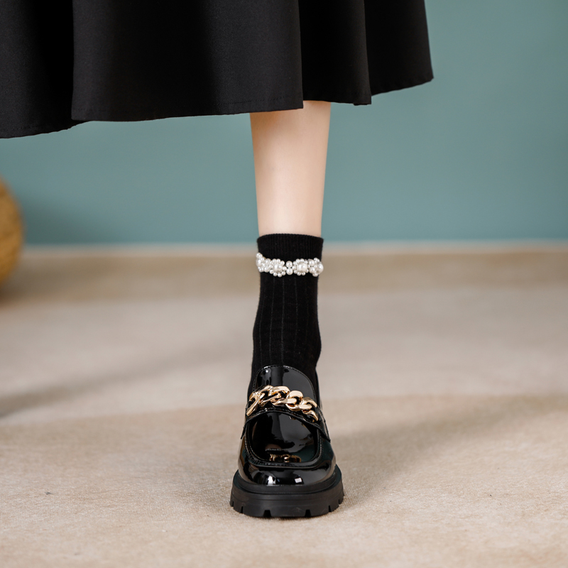 单鞋英伦金属装饰新品乐福鞋