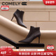 靴女冬季 康莉商场新款 细高跟时装 气质优雅尖头羊皮显瘦保暖短靴