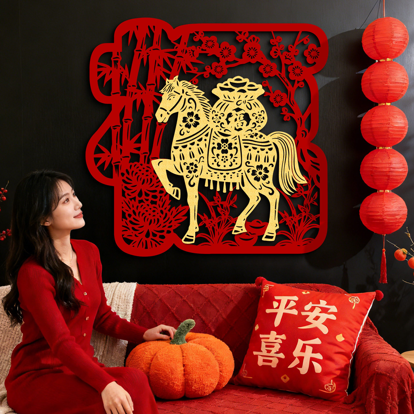 马年福字门贴2026新款春节过年客厅布置烫金窗花剪纸贴纸新年装饰,节庆用品/礼品,喜字/剪纸/贴纸,淘宝优惠券,粉丝福利购,淘宝优惠卷