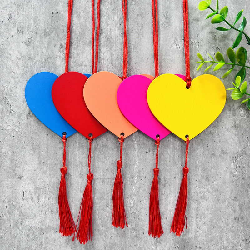 七夕许愿牌彩色爱心木吊牌挂树祈愿挂件心愿卡片防水祝福吊牌25个