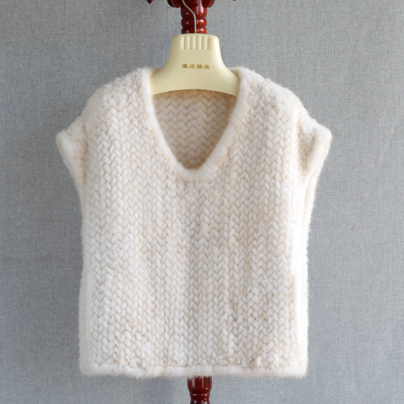 双面编织进口水貂皮草马甲纯手工