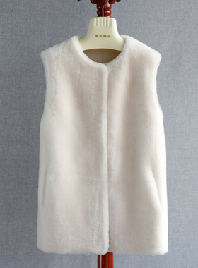 2025年澳洲美利奴羊毛毛皮毛一体皮草马甲羊毛皮草背心中长款外套