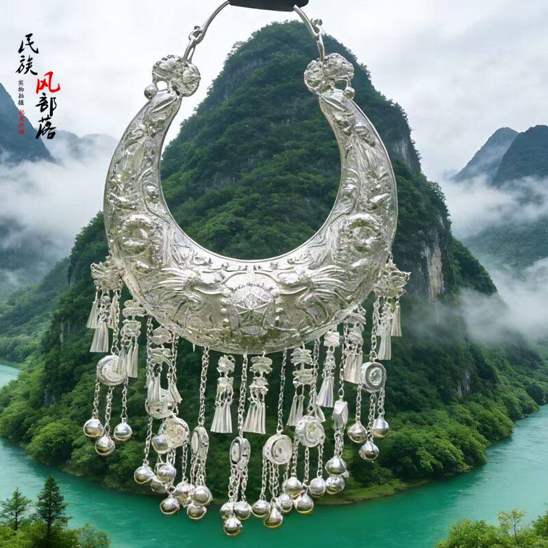 少数民服配饰项圈出售苗银项圈民族项链壮族项链苗族首饰流苏