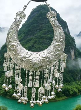 少数民服配饰项圈出售苗银项圈民族项链壮族项链苗族首饰流苏