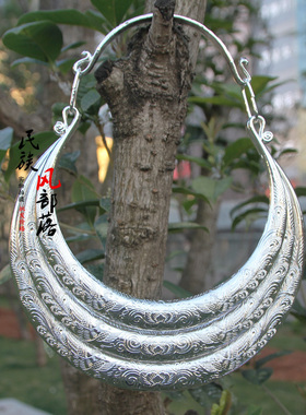 云南民族特色三圈凤凰花纹苗银