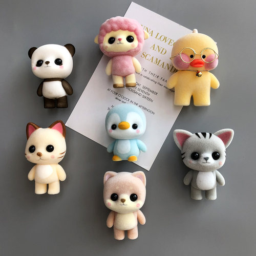 玻尿酸鸭可爱立体冰箱贴韩国植绒Q版动物小公仔吸磁性贴家居装饰 - 封面