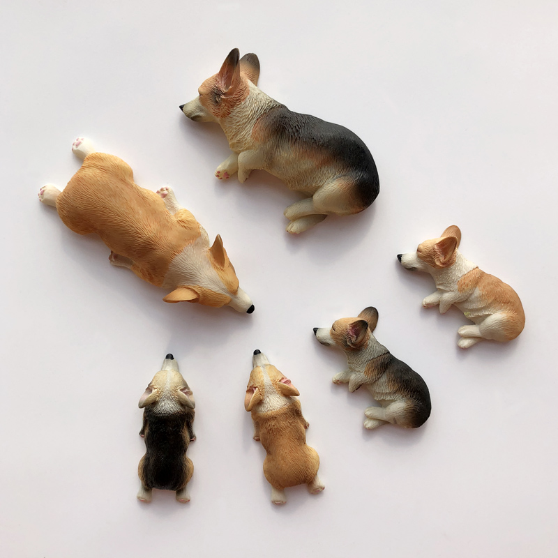 正版精致趴姿柯基犬冰箱贴创意