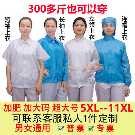 防静电工作服短袖加肥加大无尘服男防尘服裤子大码静电衣上衣女