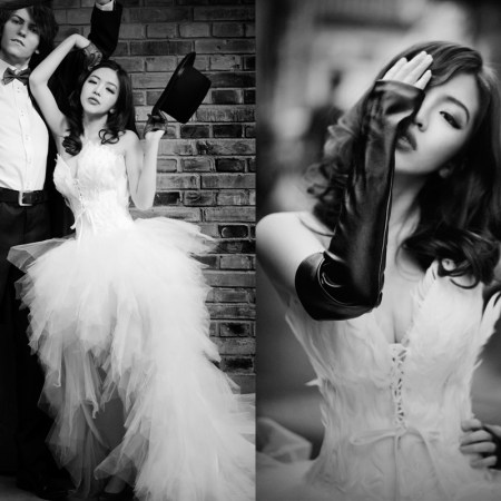 Sexy wedding dress for bride, V-neckline, Korean style, asymmetric cut, 2023 Sexy wedding dress for bride, V-neckline, Korean style, asymmetric cut, 2023