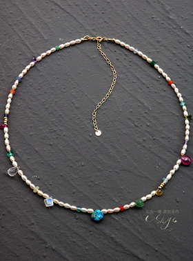 三合一草珍珠天然石女项链