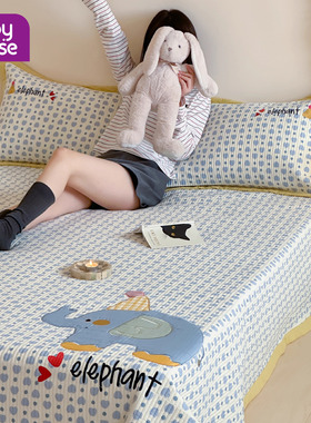 babyhouse原创全棉床盖三件套双层纱床单四季通用塌塌米炕盖防滑