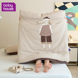 全棉双层纱儿童被子被芯冬被春秋棉被四季通用玉米纤维120x150cm