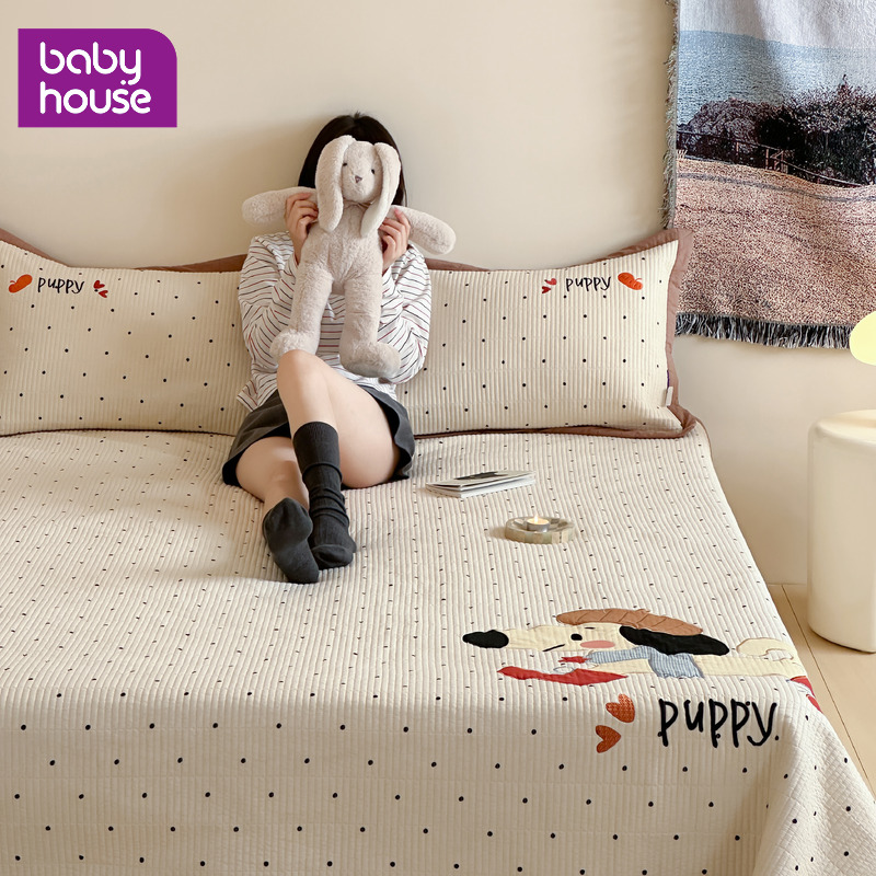 新款全棉床盖三件套防滑夹棉床单