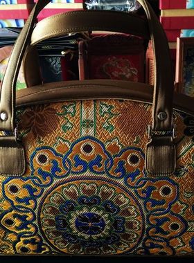 真丝南京云锦 南京特产包包 包袋 手包黄色花纹牡丹花云锦精品包A