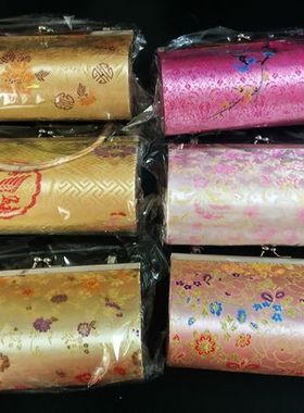 新款南京云锦南京特产手包化妆包 黄色圆圈真丝云锦钱包 包袋大号