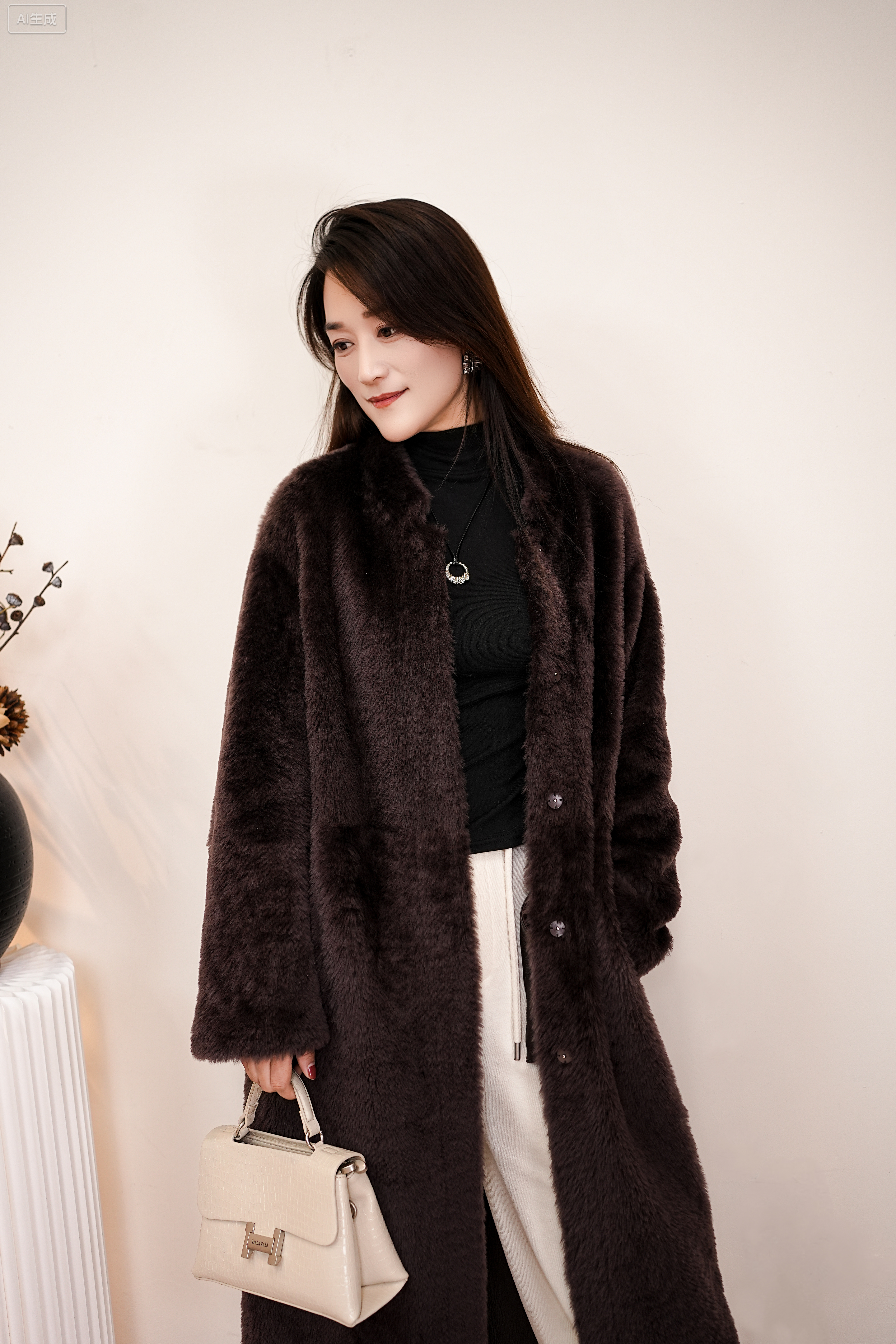 明星同款拉贡皮草长款