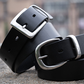 复古不锈钢头层牛皮男士 皮带意大利进口植鞣休闲百搭针扣真皮腰带