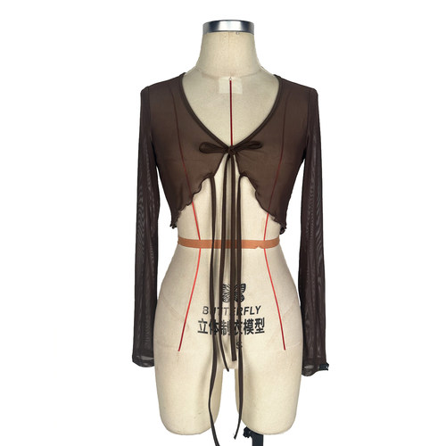 舞蹈网纱坎肩女成人长袖开衫外搭