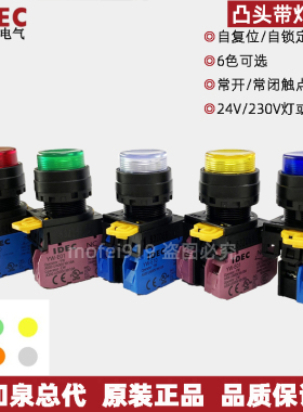 IDEC和泉带灯按钮开关YW1L-A2E10Q4G A2E01Q4R/S/PW 自复位/自锁