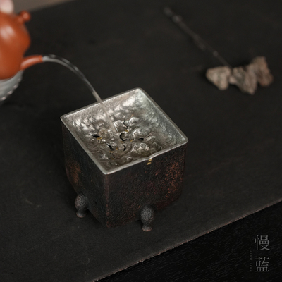 金属手工捶打建水紫铜锡茶海小型
