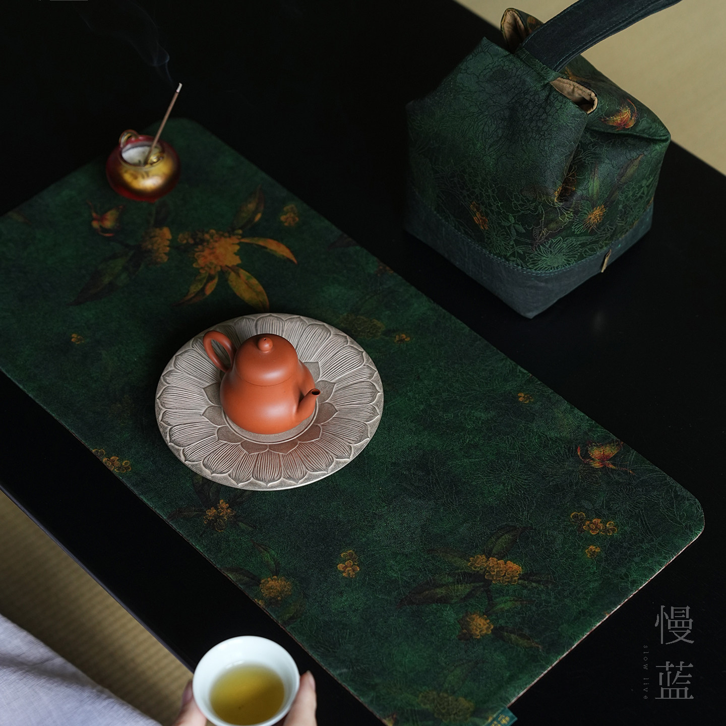 慢蓝 | 丹桂金秋香云纱茶席禅意中式双面布艺国风茶室家用茶桌垫,居家布艺,茶席,淘宝优惠券,粉丝福利购,淘宝优惠卷