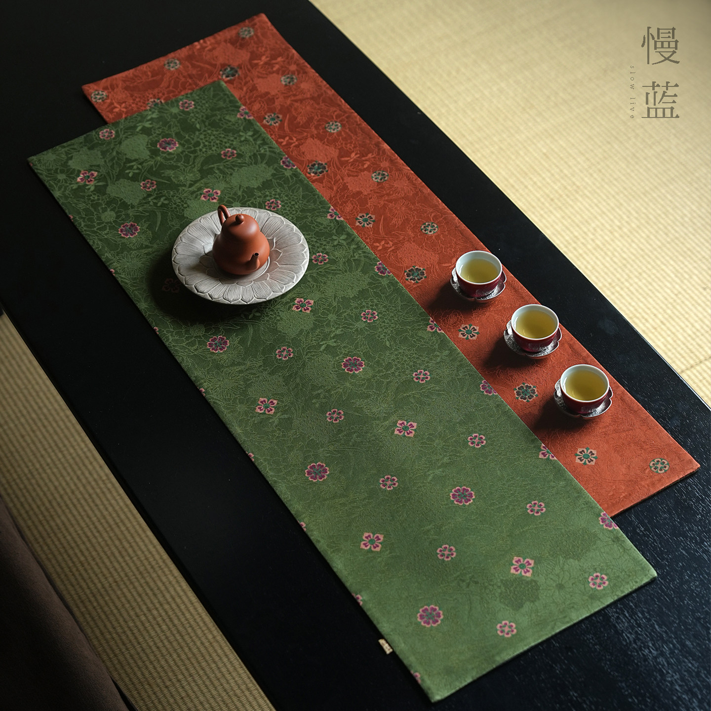 慢蓝 | 香云纱长茶席茶桌垫中式客厅家用纯手工双面布艺茶垫80*24,居家布艺,茶席,淘宝优惠券,粉丝福利购,淘宝优惠卷