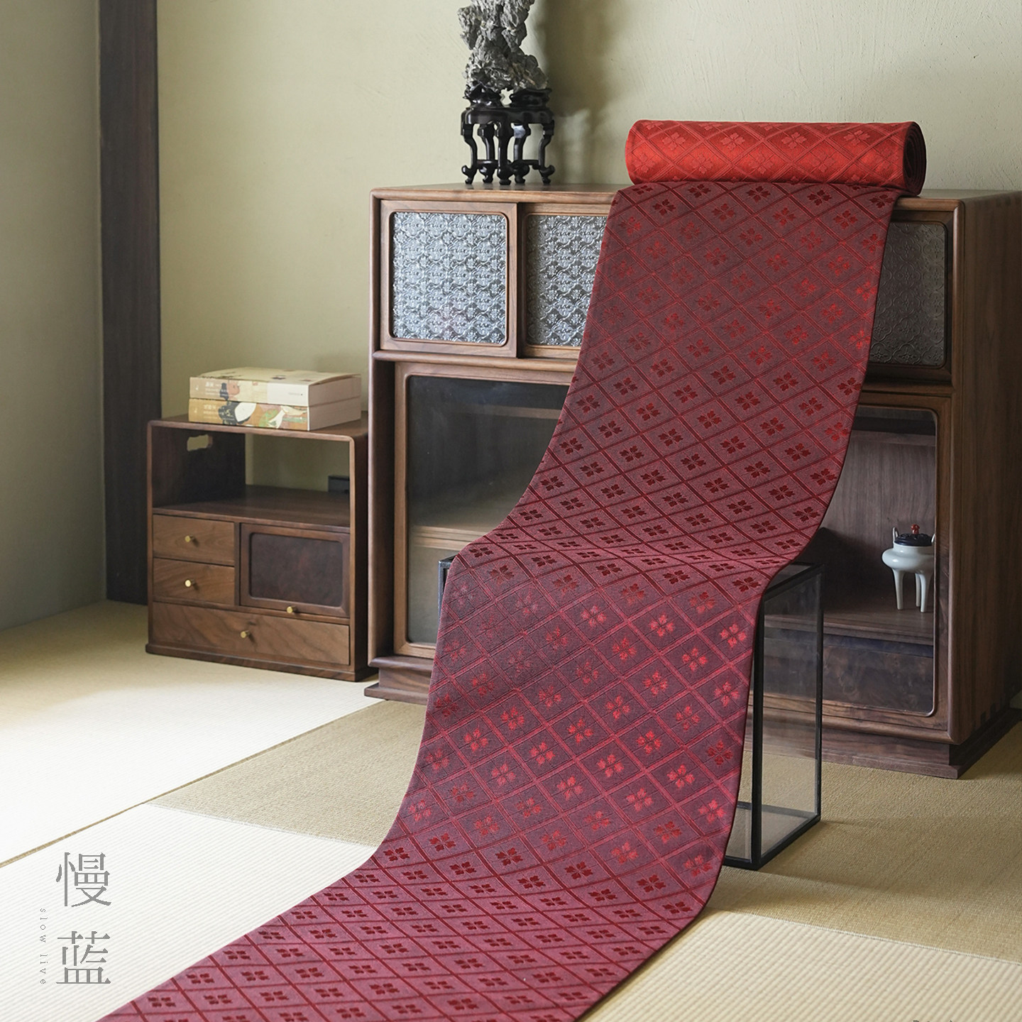 慢蓝 | 香云纱茶席双面布艺手工茶桌垫中式复古家用茶道茶席垫布,居家布艺,茶席,淘宝优惠券,粉丝福利购,淘宝优惠卷