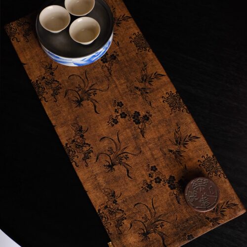 慢蓝国风布艺手工茶席50*22cm