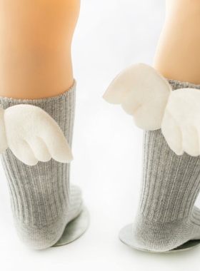 春秋翅膀袜防滑婴儿袜子中筒袜春