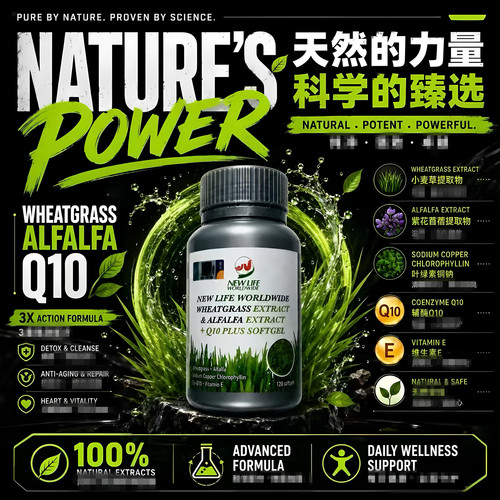 马来西亚直邮new life worldwide 小麦草与苜蓿芽+Q10