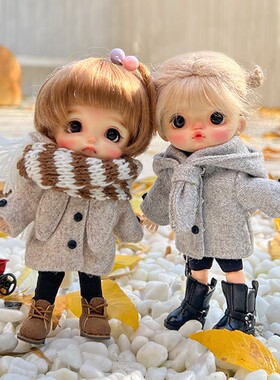 ob11mollyP9呢子大衣套装卫衣开衫外套娃娃衣服12分bjd GSC美结猪
