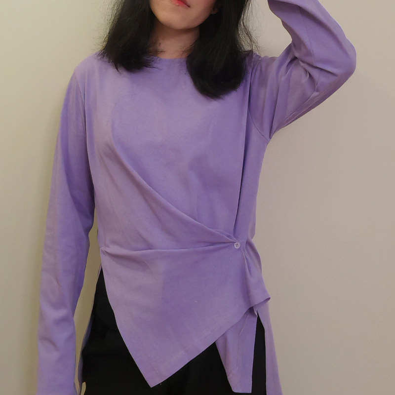 长袖通勤中等纽扣棉女