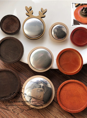 饰品配件 复古实木底托胸针夹扣 蝴蝶扣 刺绣胸针木质胸针底座diy