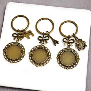 车挂件钥匙扣空底托DIY手工刺绣吊坠滴胶底座空托圆形半成品包包