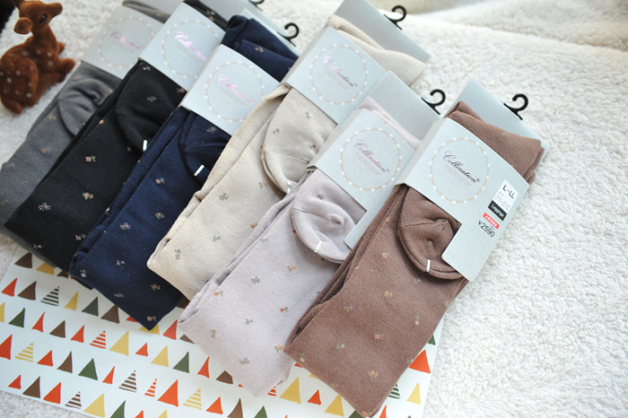 复古小碎花弹力连裤袜