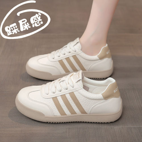 休闲小白鞋轻便真皮德训鞋女
