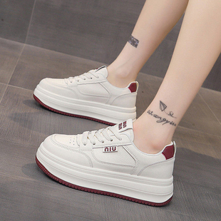 运动透气学生休闲加绒增高板鞋 松糕春秋女鞋 女2026新款 厚底小白鞋
