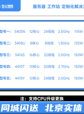 intel 5403N/3408U/5416S/4410T/4410Y正式版CPU 按需定制服务器